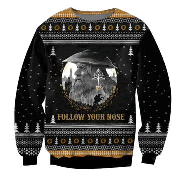 Lotr Follow Your Nose Ugly Sweater, Christmas Gift, Lotr Follow Your Nose Ugly Christmas Sweater 663