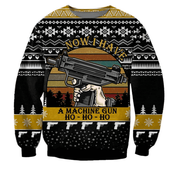 Funny Retro Vintage Now I Have A Machine Gun Hohoho Christmas Ugly Christmas Sweater