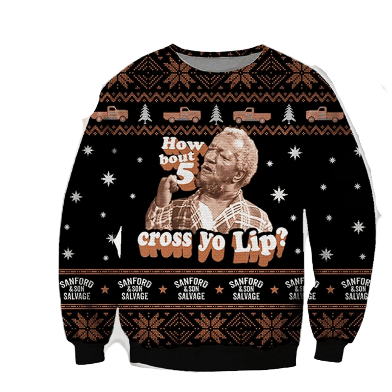 How About 5 Cross Yo Lip Ugly Christmas Sweater