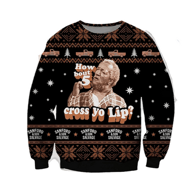 How About 5 Cross Yo Lip Ugly Christmas Sweater