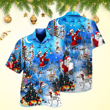 Christmas And Skull Merry Xmas Night Hawaiian Shirt Mens Hawaiian Shirts Xmas Gifts