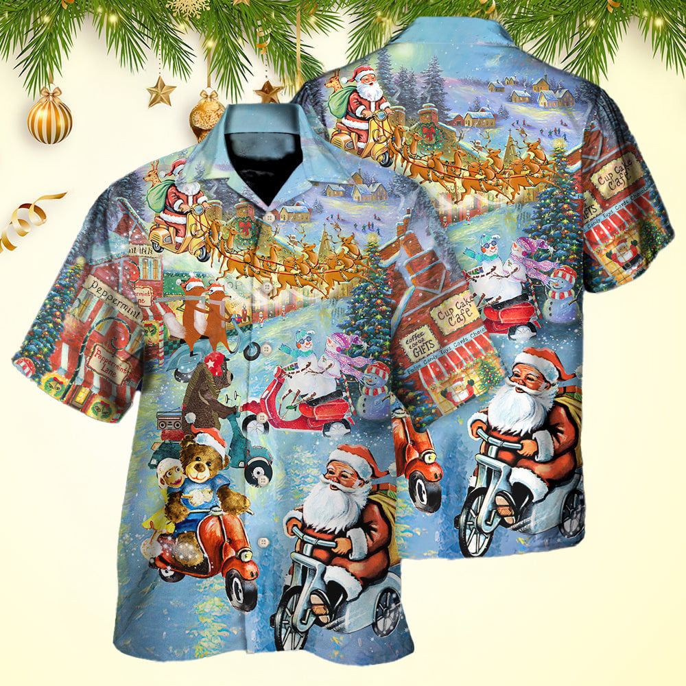 Christmas Santa And Animal Driving Scooter Hawaiian Shirt Funny Christmas Gifts