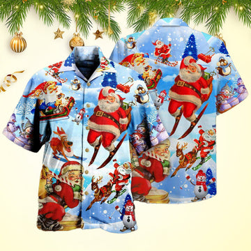 Christmas Skiing Santa Claus Hawaiian Shirt Last Minute Christmas Gifts