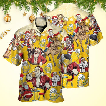 Beer Santa Funny Christmas Merry Xmas Hawaiian Shirt Christmas Hawaiian Shirt Mens