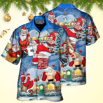Christmas Rebellious Santa Claus Drunk Beer Troll Christmas Hawaiian Shirt Mens