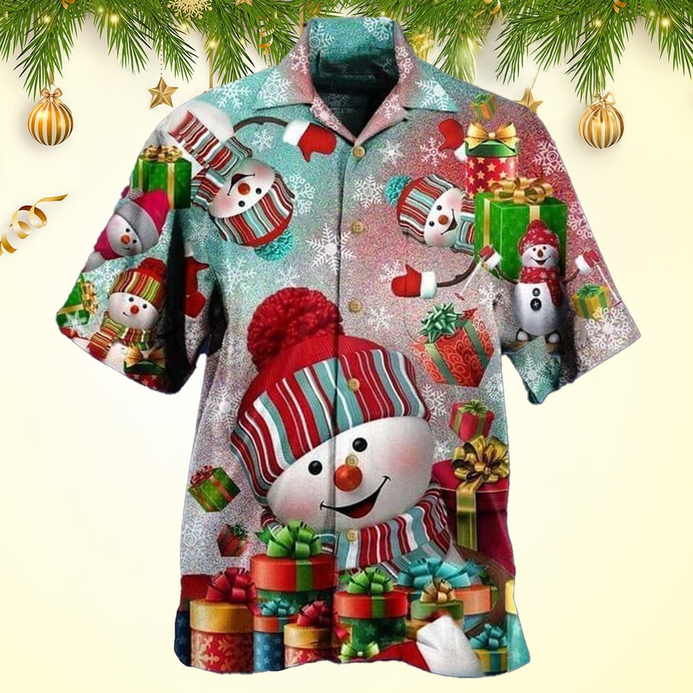 Snowman On Christmas Hawaiian Shirt For Men Women Top Christmas Gifts 2024