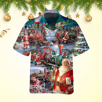 Train To Christmas Hawaiian Shirt Mens Christmas Gifts For Dad Husband