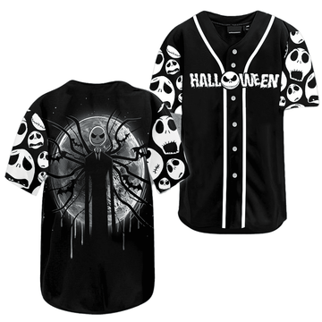 Halloween Jack Skeleton Black &amp; White Spooky Baseball Jersey