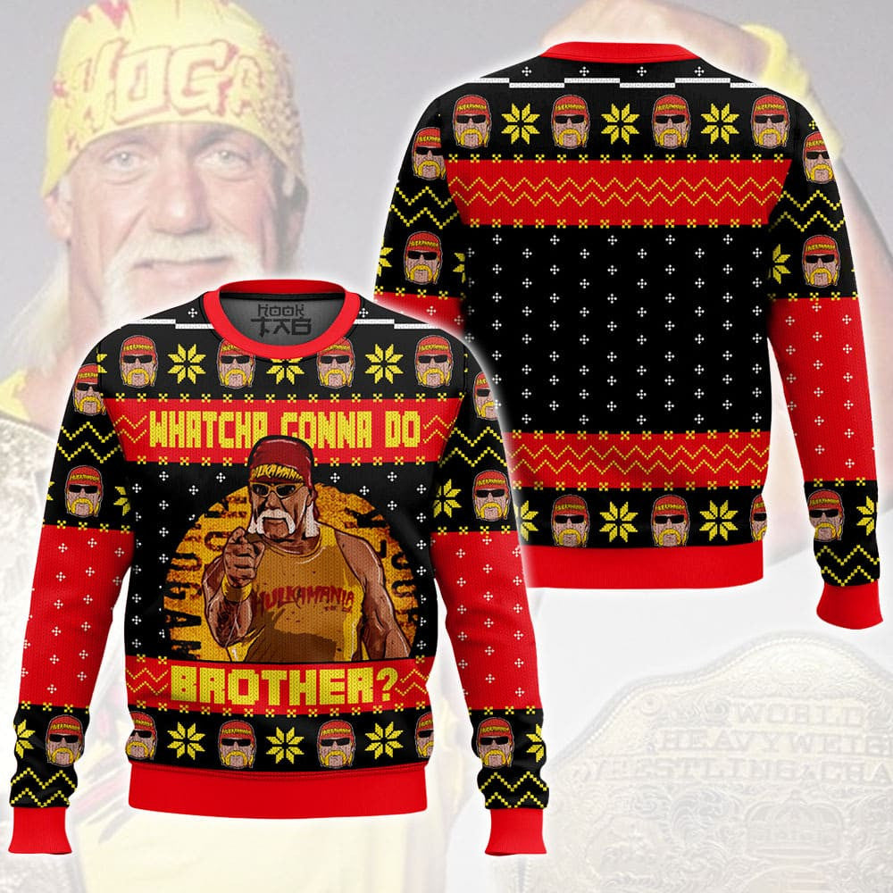 Whatcha Gonna Do Brother? Hulk Hogan Knitted Ugly Christmas Sweater