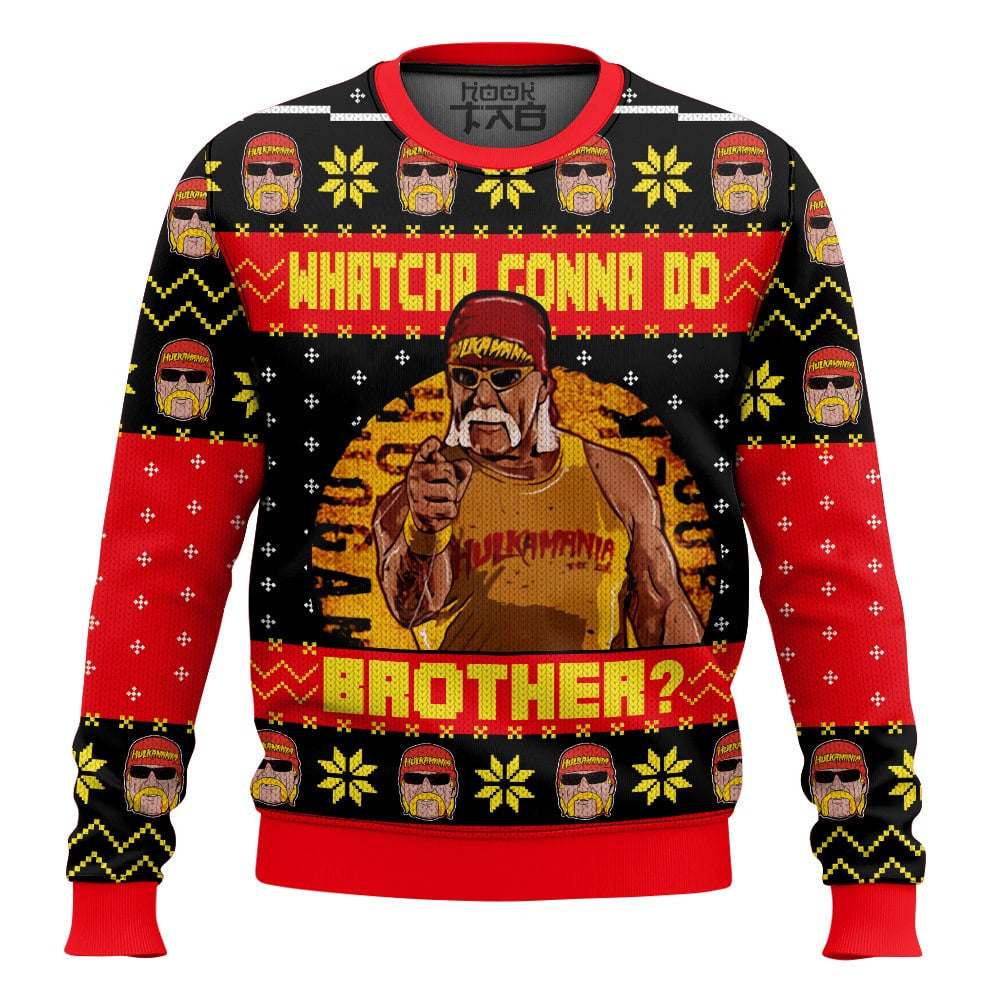 Whatcha Gonna Do Brother? Hulk Hogan Knitted Ugly Christmas Sweater