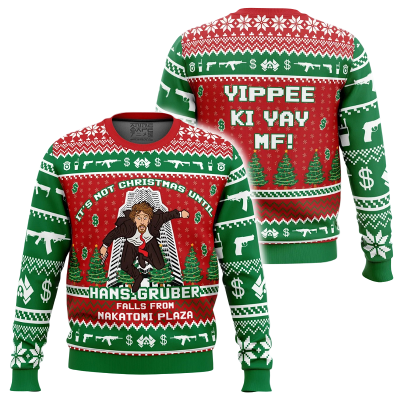 Hans Gruber Fall Nakatomi Plaza Die Hard Ugly Christmas Sweater