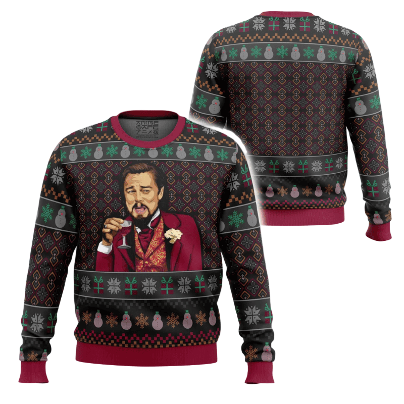 Laughing Leo DiCaprio Meme Ugly Christmas Sweater