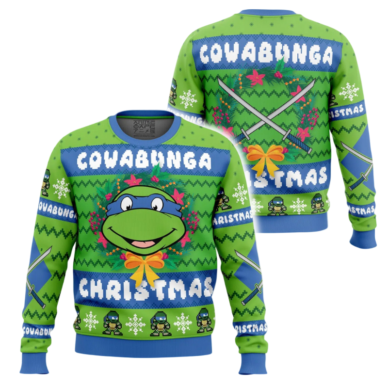 Cowabunga Leonardo Christmas Teenage Mutant Ninja Turtles Ugly Christmas Sweater
