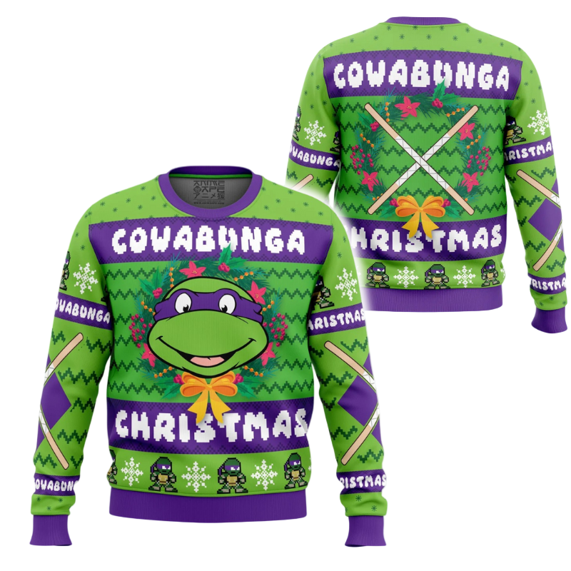 Cowabunga Donatello Christmas Teenage Mutant Ninja Turtles Ugly Christmas Sweater