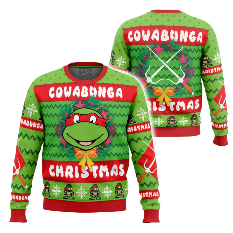Cowabunga Raphael Christmas Teenage Mutant Ninja Turtles Ugly Christmas Sweater