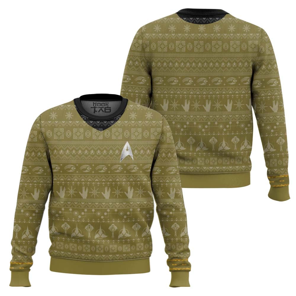 3D S.T The Original Series 1966 1969 Yellow Ugly Christmas Ugly Sweater