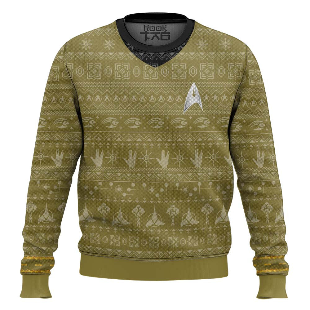 3D S.T The Original Series 1966 1969 Yellow Ugly Christmas Ugly Sweater