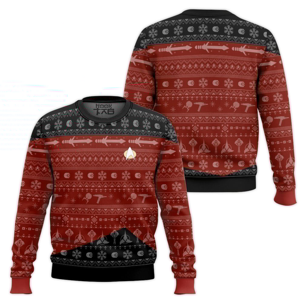 3D S.T The Next Generation 1987 Red Ugly Christmas Ugly Sweater