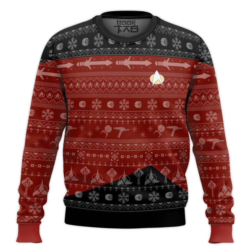 3D S.T The Next Generation 1987 Red Ugly Christmas Ugly Sweater