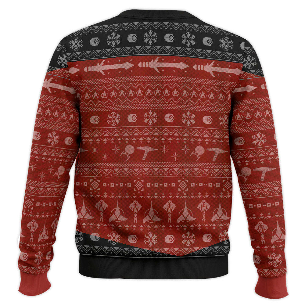 3D S.T The Next Generation 1987 Red Ugly Christmas Ugly Sweater