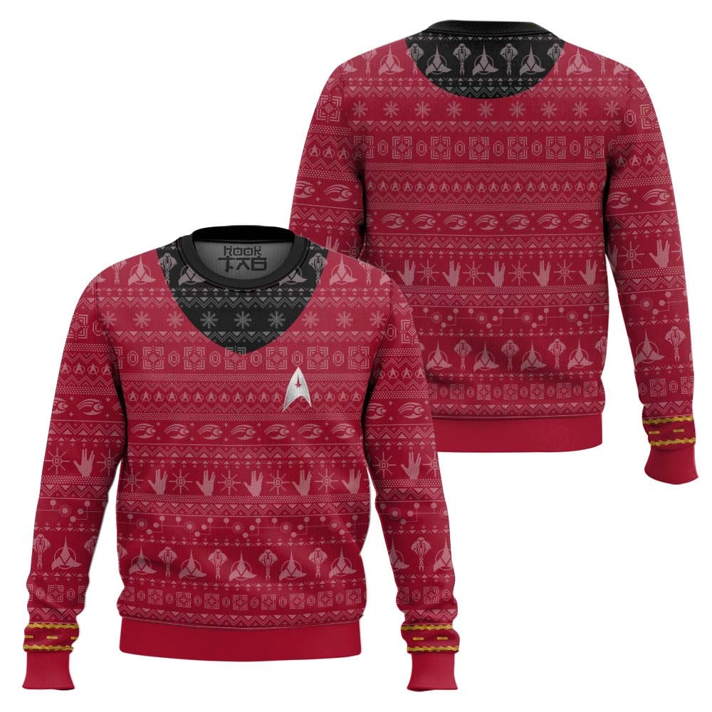3D S.T The Original Series 1966 1969 Red Ugly Christmas Ugly Sweater