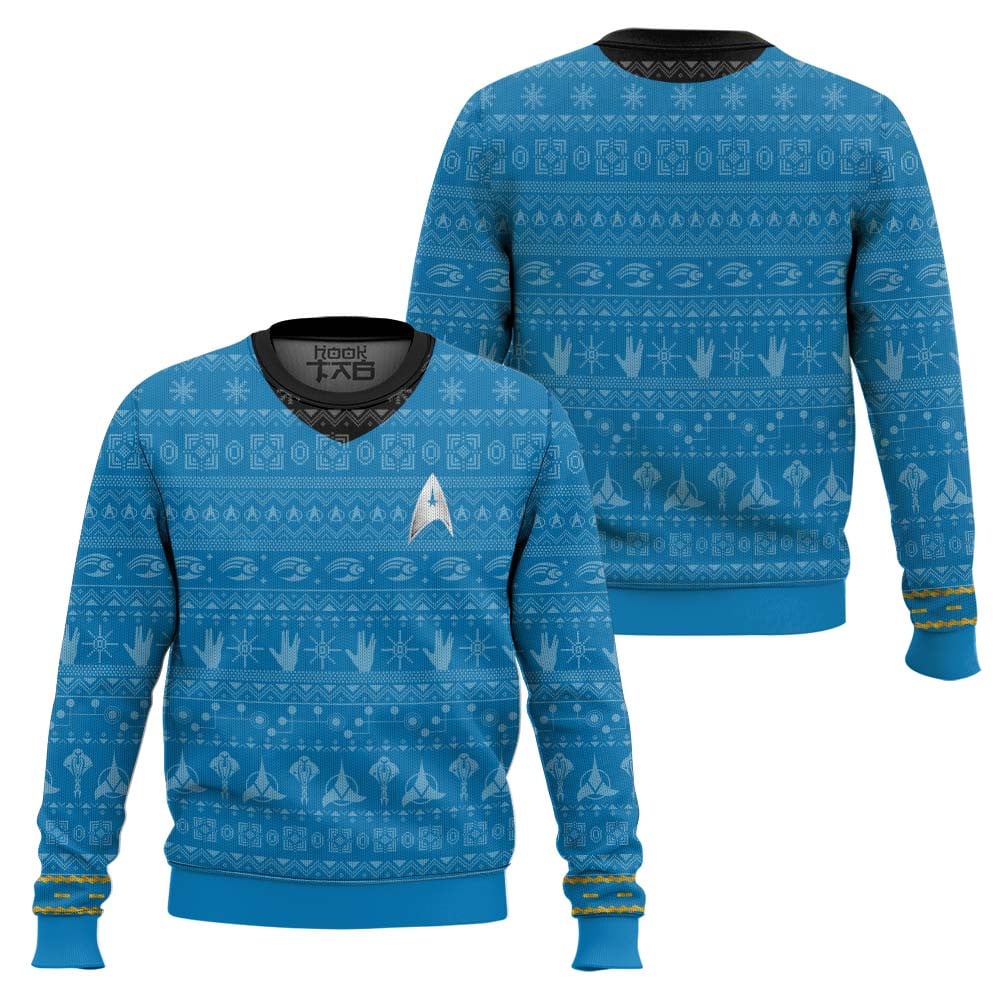 3D S.T The Original Series 1966 1969 Blue Ugly Christmas Ugly Sweater