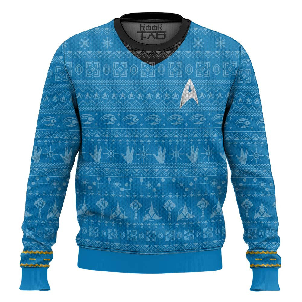 3D S.T The Original Series 1966 1969 Blue Ugly Christmas Ugly Sweater