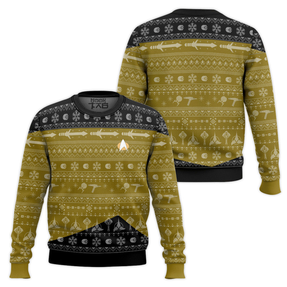3D S.T The Next Generation 1987 Yellow Ugly Christmas Sweater