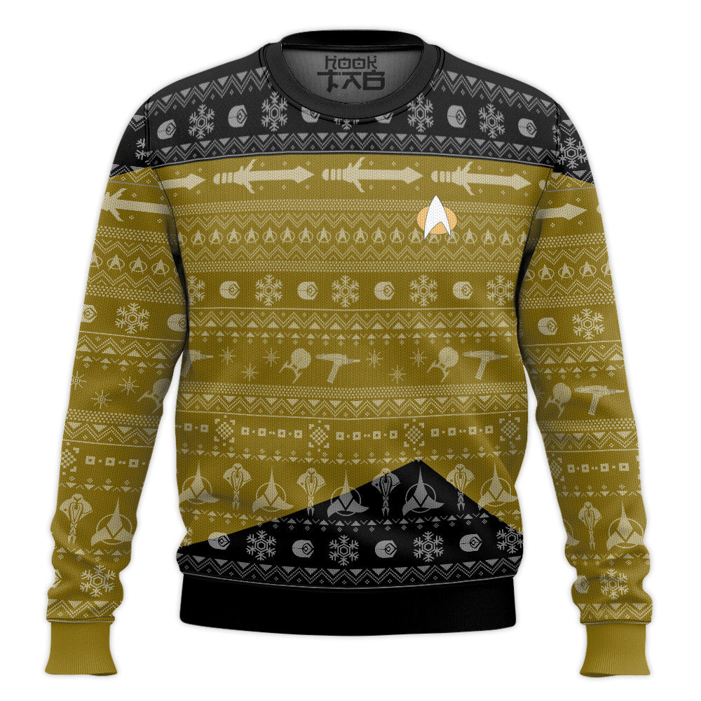 3D S.T The Next Generation 1987 Yellow Ugly Christmas Sweater