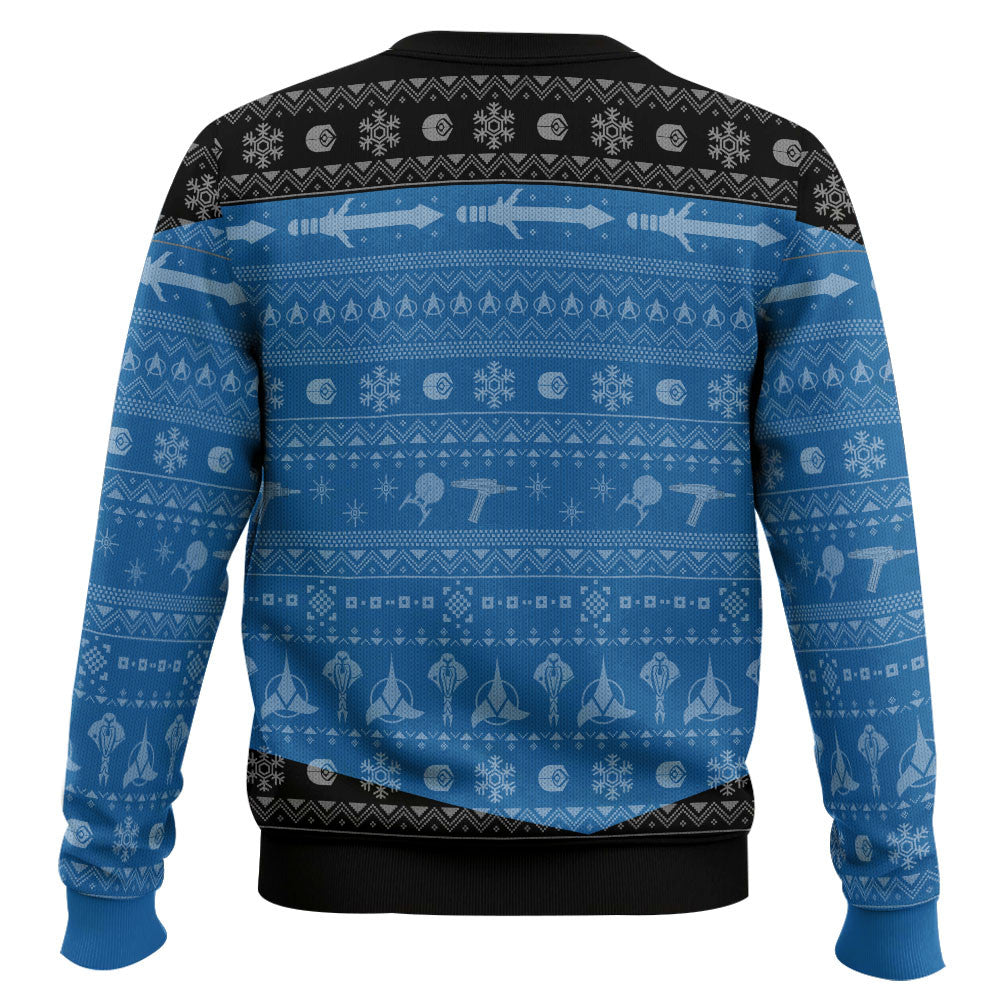 3D S.T The Next Generation 1987 Blue Ugly Christmas Ugly Sweater