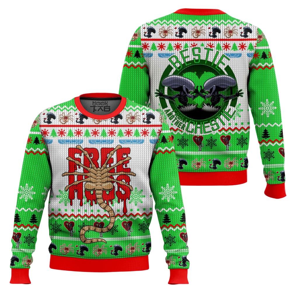 Free Hugs Bestie Facehugger Alien Ugly Sweater