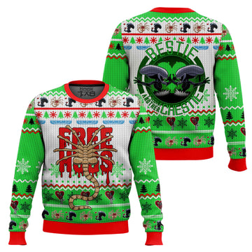 Free Hugs Bestie Facehugger Alien Ugly Sweater