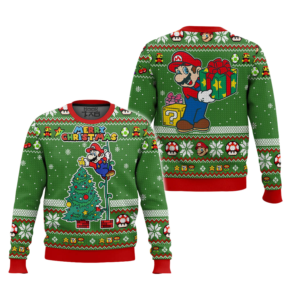 Super Mario Christmas Tree Ugly Sweater