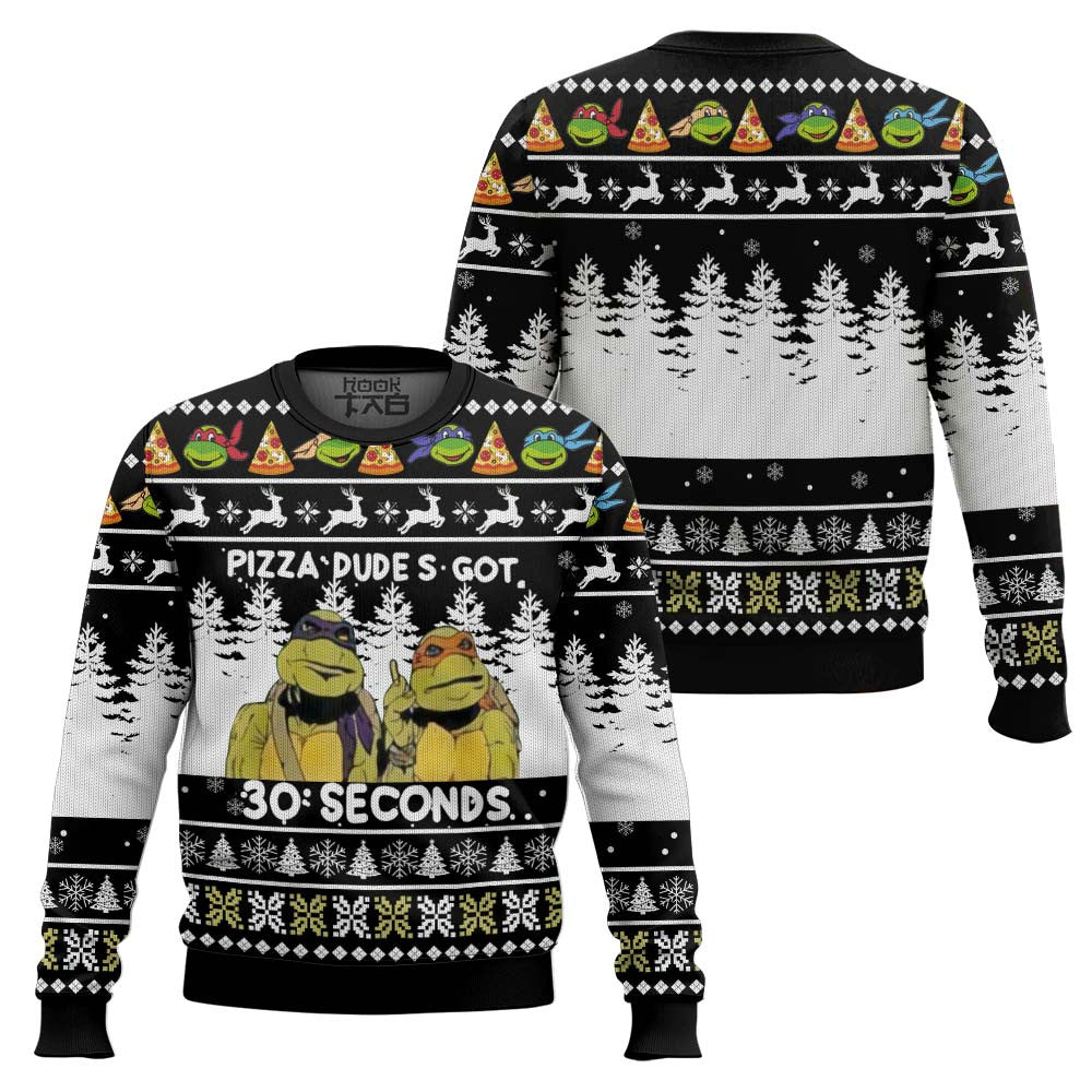 Teenage Mutant Ninja Turtles Pizza Dude’s Got 30 Seconds Ugly Christmas Sweater