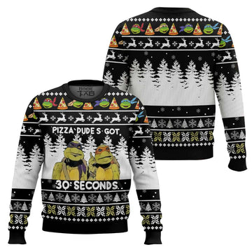 Teenage Mutant Ninja Turtles Pizza Dude’s Got 30 Seconds Ugly Christmas Sweater