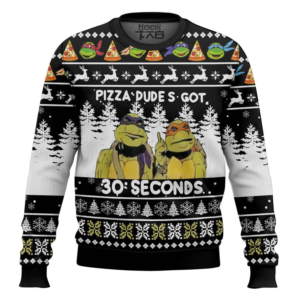 Teenage Mutant Ninja Turtles Pizza Dude’s Got 30 Seconds Ugly Christmas Sweater