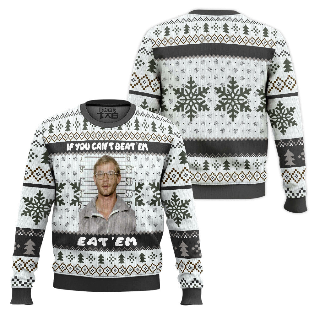 Jeffrey Dahmer Funny Serial Killer If You Can’t Beat ‘Em Eat ‘Em Ugly Christmas Sweater
