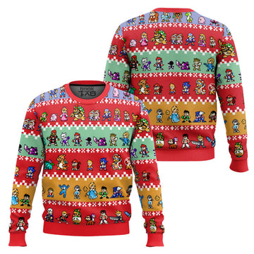 Pixel Smash Super Smash Bros Ugly Christmas Sweater