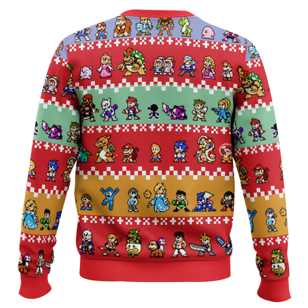 Pixel Smash Super Smash Bros Ugly Christmas Sweater