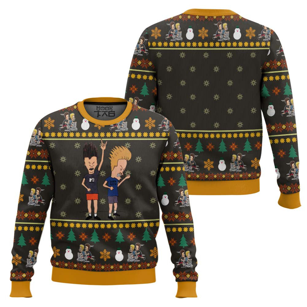 Beavis and Butthead Rock On Ugly Christmas Sweater