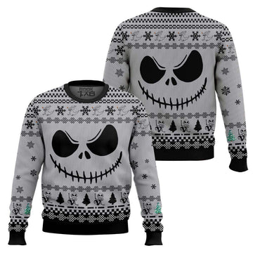 Jack Skellington Face Love White Hoodie Christmas Sweater