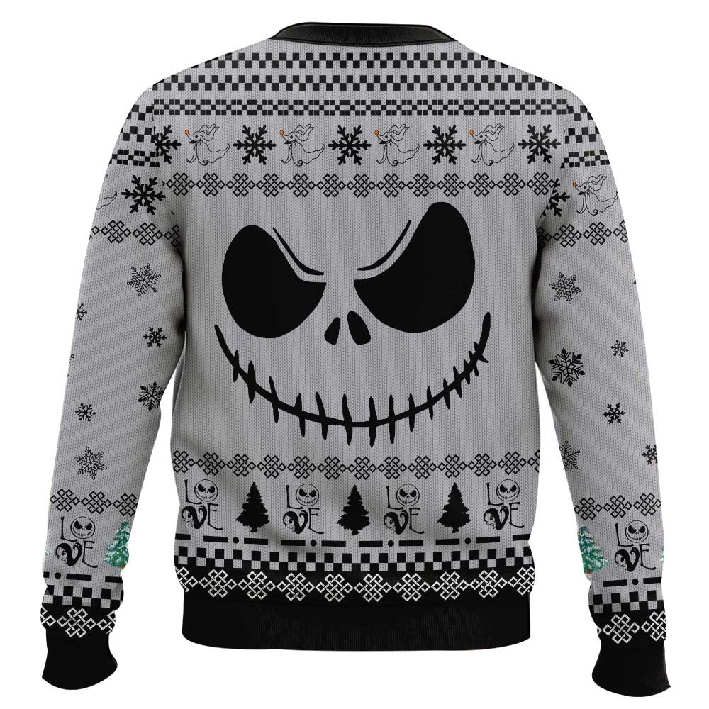 Jack Skellington Face Love White Hoodie Christmas Sweater