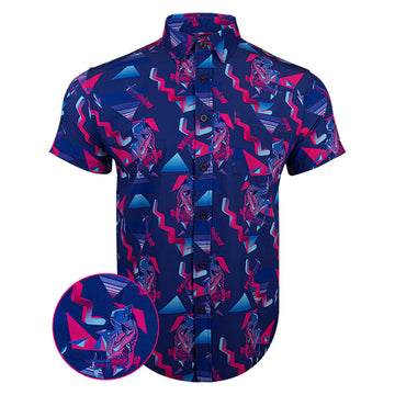 Prehistoric Blue Button Down Shirt Tactical Hawaiian Shirt Gift Ideas For Brother -WearandDecor