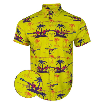 Palm V3 Yellow Button Down Shirt Tactical Shirt Hawaii Style Gifts For Dudes -WearandDecor