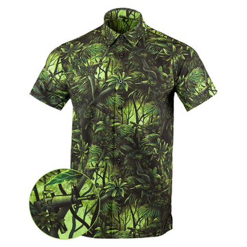 Full Metal Jacket Button Down Shirt Tactical Tropical Print Shirt Gifts For Gun Lovers -WearandDecor