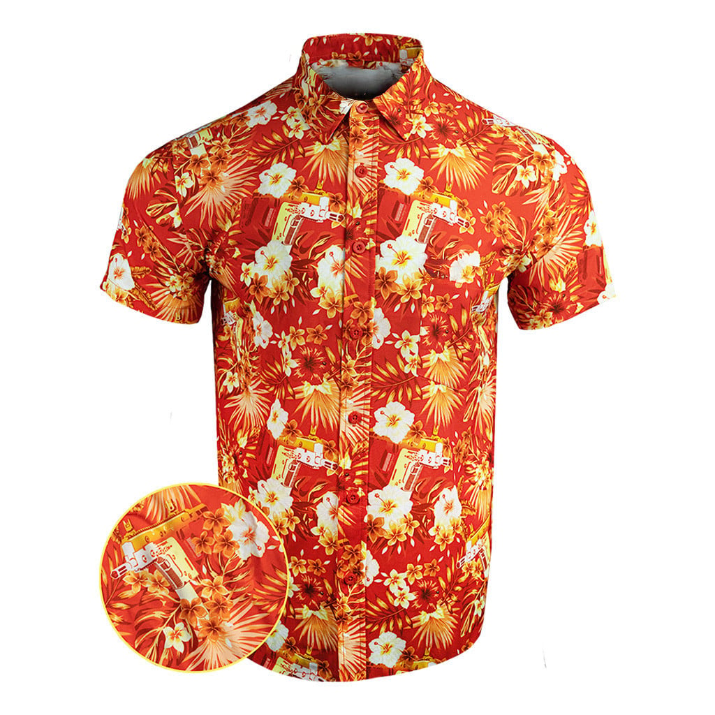 Bliss Vector Red Button Down Shirt Outdoor Hawaiian Tactical Shirt Top Christmas Gifts For Men -WearandDecor