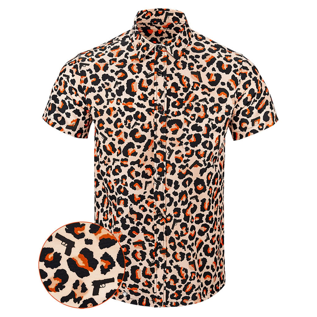 Leopard Button Down Shirt Tactical Hawaiian Shirt Present For Husband -WearandDecor
