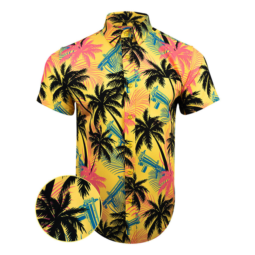 High Crown Yellow Button Down Shirt Tactical Aloha Shirt Gifts For Brother -WearandDecor