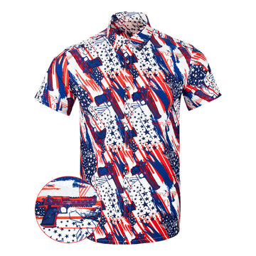 Eagles And Deagles Button Down Shirt Pearl Snaps Clothing Gun Print Hawaiian Shirt Dad Gifts -WearandDecor