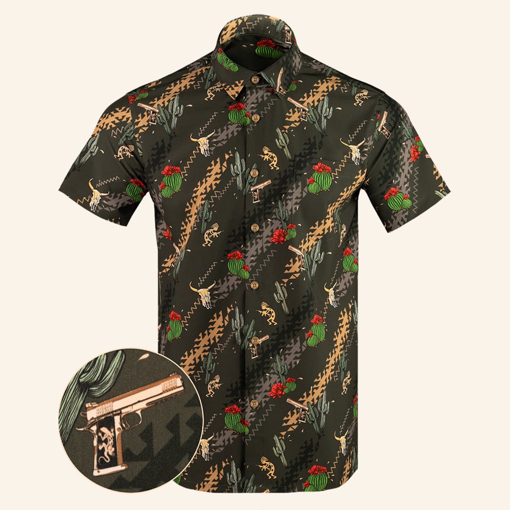 Southwest Steel Button Down Shirt Tactical Hawaiian Shirt Gifts For Father In Law -WearandDecor